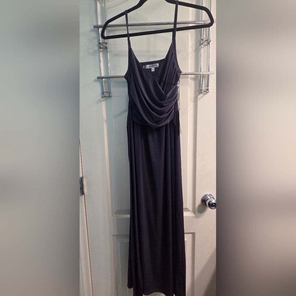 Jennifer Lopez Blue One Shoulder Cowl Neck Gown